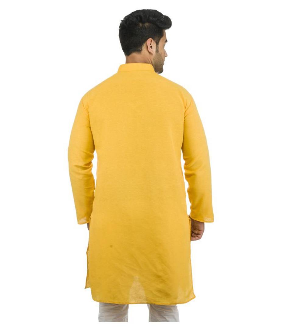Men Khadi Mustard Khadi Kurta